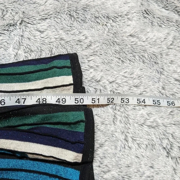 Diane Von Furstenberg Metallic Dress Cadenza Knit Wrap Blue Green Medium Midi - Picture 7 of 10